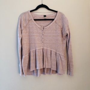 Free people pink thermal long sleeve blouse